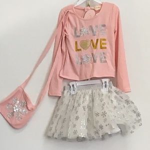 GIRLS 3 PIECE SKIRT SET WITH PURSE SIZE 6X